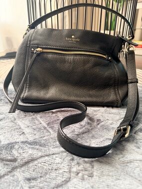 Kate Spade Black Pebbled Leather Shoulder Bag with Gold Hardware